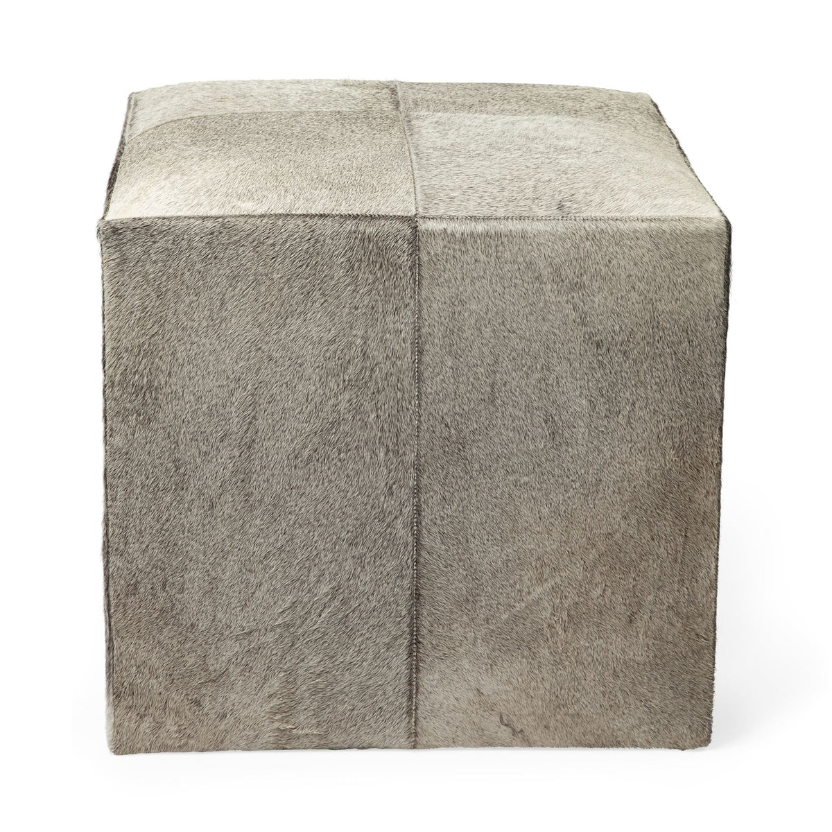 Zahavi Gray 20" Hair-On-Hide Ottoman - Ornate Home