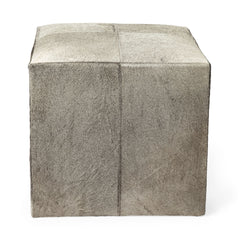 Zahavi Gray 20" Hair-On-Hide Ottoman - Ornate Home