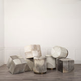 Zahavi Gray 20" Hair-On-Hide Ottoman - Ornate Home