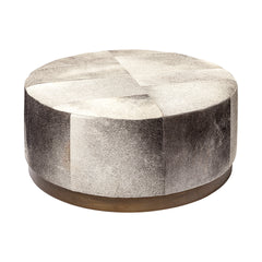 Zahavi Gray 36" Hair-On-Hide with Metal Base Ottoman - Ornate Home