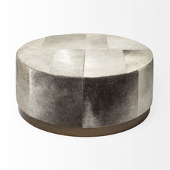 Zahavi Gray 36" Hair-On-Hide with Metal Base Ottoman - Ornate Home