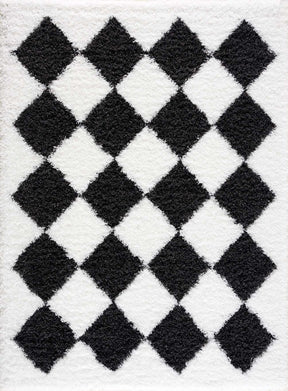 Zahur Black & White Diamond Area Rug - Clearance - Ornate Home