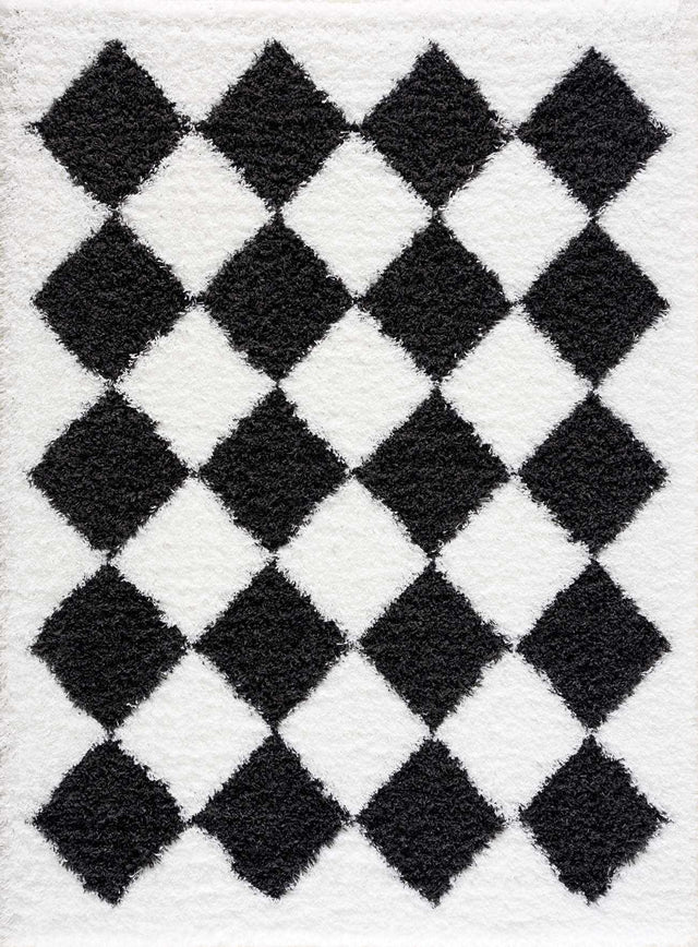 Zahur Black & White Diamond Area Rug - Clearance - Ornate Home