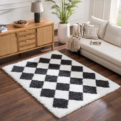 Zahur Black & White Diamond Area Rug - Clearance - Ornate Home