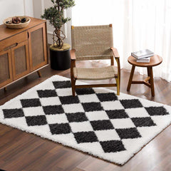 Zahur Black & White Diamond Area Rug - Clearance - Ornate Home