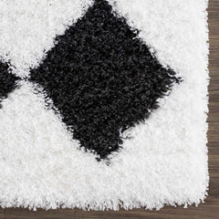 Zahur Black & White Diamond Area Rug - Clearance - Ornate Home