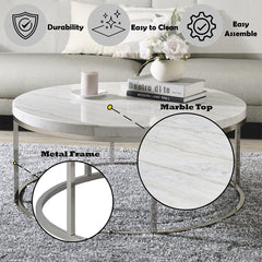 Zaidee Coffee Table W/Marble - Ornate Home