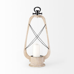 Zain Brown Large Wooden Vintage Inspired Candle Holder Lantern - Ornate Home