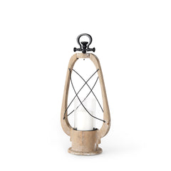 Zain Brown Small Wooden Vintage Inspired Candle Holder Lantern - Ornate Home