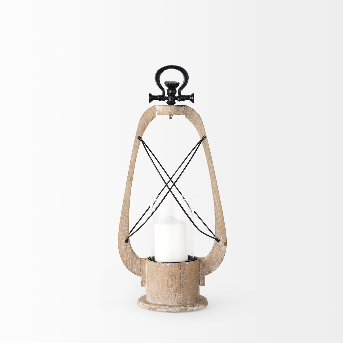 Zain Brown Small Wooden Vintage Inspired Candle Holder Lantern - Ornate Home