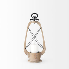 Zain Brown Small Wooden Vintage Inspired Candle Holder Lantern - Ornate Home