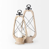 Zain Brown Small Wooden Vintage Inspired Candle Holder Lantern - Ornate Home