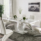 Zain White/Chrome 7 Pc. Dining Set - Ornate Home