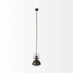 Zaio Antiqued Gold Weathered Metal Caged Bulb Pendant Light - Ornate Home