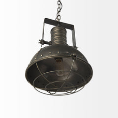 Zaio Antiqued Gold Weathered Metal Caged Bulb Pendant Light - Ornate Home