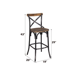 Zaire Antique Black & Antique Oak Bar Chair (1Pc) - Ornate Home