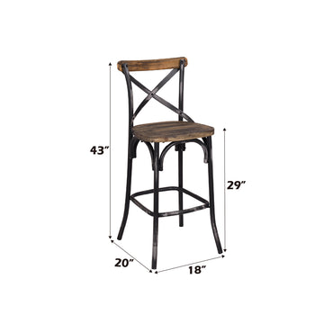 Zaire Antique Black & Antique Oak Bar Chair (1Pc) - Ornate Home