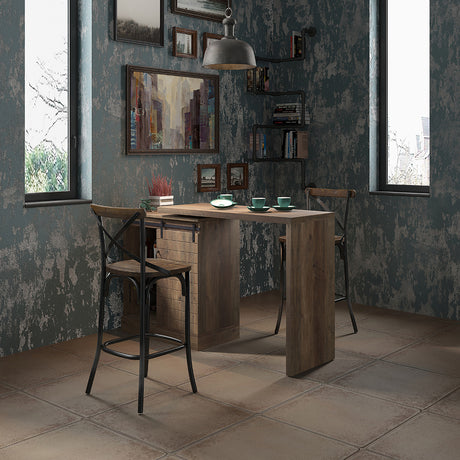 Zaire Antique Black & Antique Oak Bar Chair (1Pc) - Ornate Home