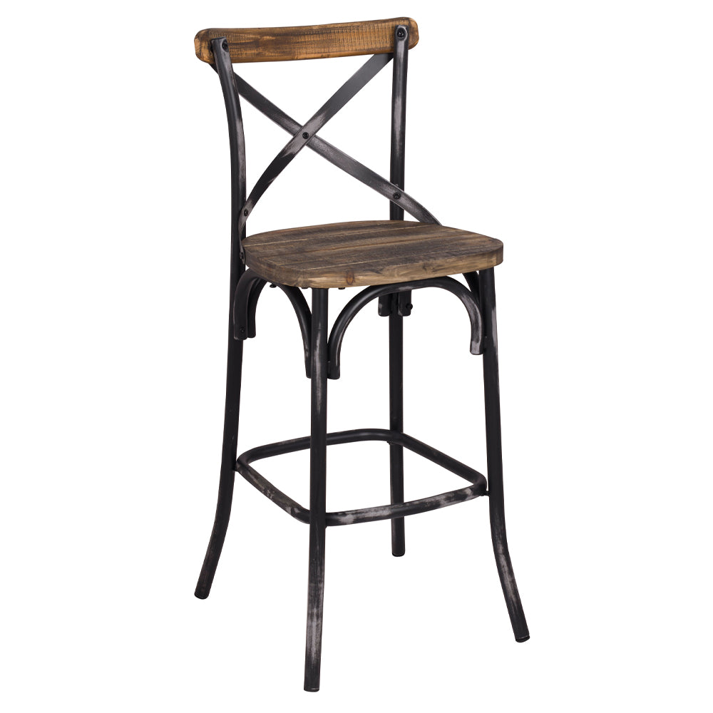 Zaire Antique Black & Antique Oak Bar Chair (1Pc) - Ornate Home