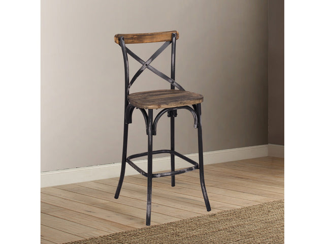 Zaire Antique Black & Antique Oak Bar Chair (1Pc) - Ornate Home