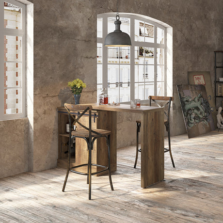 Zaire Antique Copper & Antique Oak Bar Chair (1Pc) - Ornate Home