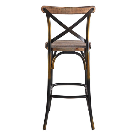 Zaire Antique Copper & Antique Oak Bar Chair (1Pc) - Ornate Home
