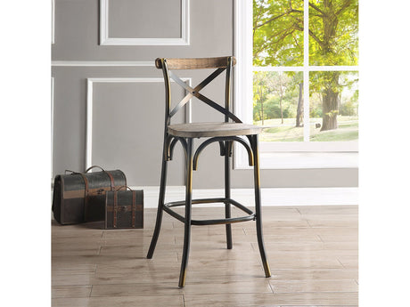 Zaire Antique Copper & Antique Oak Bar Chair (1Pc) - Ornate Home