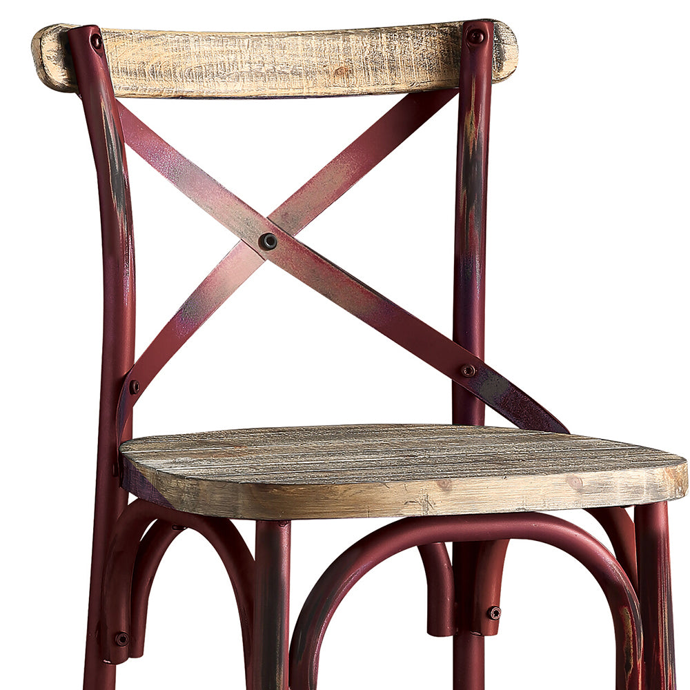 Zaire Antique Red & Antique Oak Bar Chair (1Pc) - Ornate Home