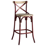 Zaire Antique Red & Antique Oak Bar Chair (1Pc) - Ornate Home