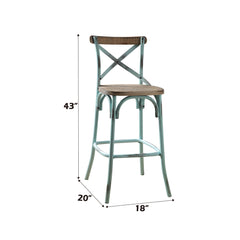 Zaire Antique Sky & Antique Oak Bar Chair (1Pc) - Ornate Home