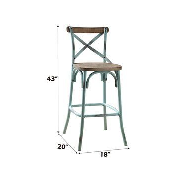 Zaire Antique Sky & Antique Oak Bar Chair (1Pc) - Ornate Home