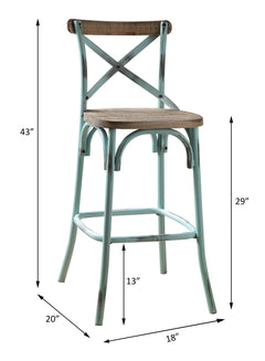 Zaire Antique Sky & Antique Oak Bar Chair (1Pc) - Ornate Home