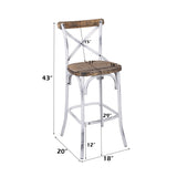 Zaire Antique White & Antique Oak Bar Chair (1Pc) - Ornate Home