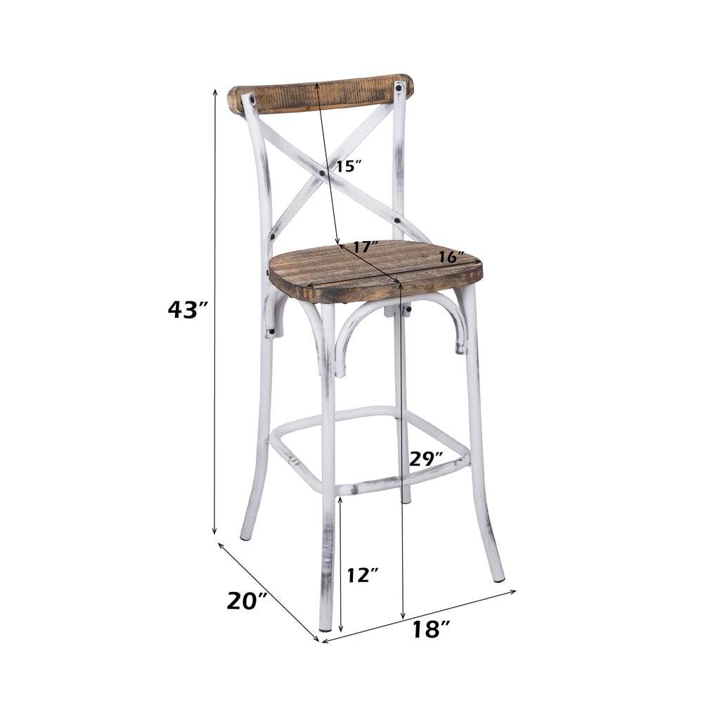 Zaire Antique White & Antique Oak Bar Chair (1Pc) - Ornate Home