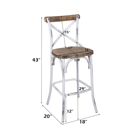 Zaire Antique White & Antique Oak Bar Chair (1Pc) - Ornate Home