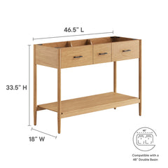 Zaire Natural 48" Double Sink Compatible Bathroom Vanity Cabinet (Sink Basin Not Included) - Ornate Home