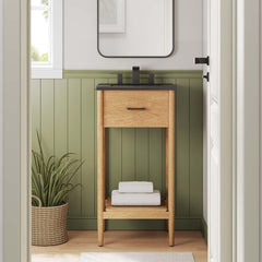 Zaire Natural/Black 18" Bathroom Vanity - Ornate Home