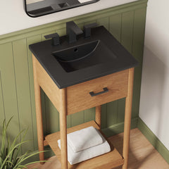Zaire Natural/Black 18" Bathroom Vanity - Ornate Home