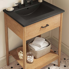 Zaire Natural/Black 24" Bathroom Vanity - Ornate Home