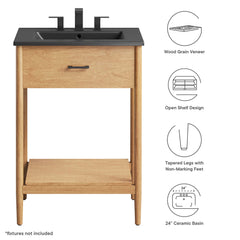Zaire Natural/Black 24" Bathroom Vanity - Ornate Home