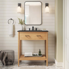 Zaire Natural/Black 30" Bathroom Vanity - Ornate Home