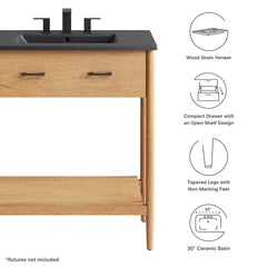 Zaire Natural/Black 30" Bathroom Vanity - Ornate Home