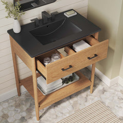 Zaire Natural/Black 30" Bathroom Vanity - Ornate Home