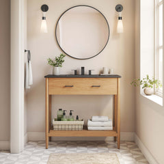 Zaire Natural/Black 36" Bathroom Vanity - Ornate Home