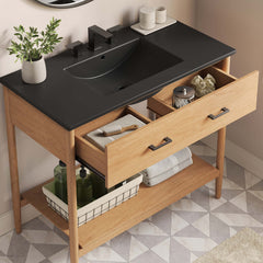 Zaire Natural/Black 36" Bathroom Vanity - Ornate Home