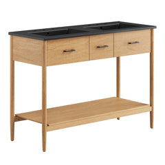 Zaire Natural/Black 48" Double Sink Bathroom Vanity - Ornate Home