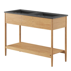 Zaire Natural/Black 48" Double Sink Bathroom Vanity - Ornate Home