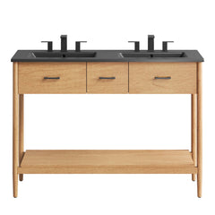 Zaire Natural/Black 48" Double Sink Bathroom Vanity - Ornate Home