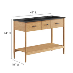 Zaire Natural/Black 48" Double Sink Bathroom Vanity - Ornate Home