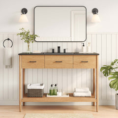 Zaire Natural/Black 48" Single Sink Bathroom Vanity - Ornate Home